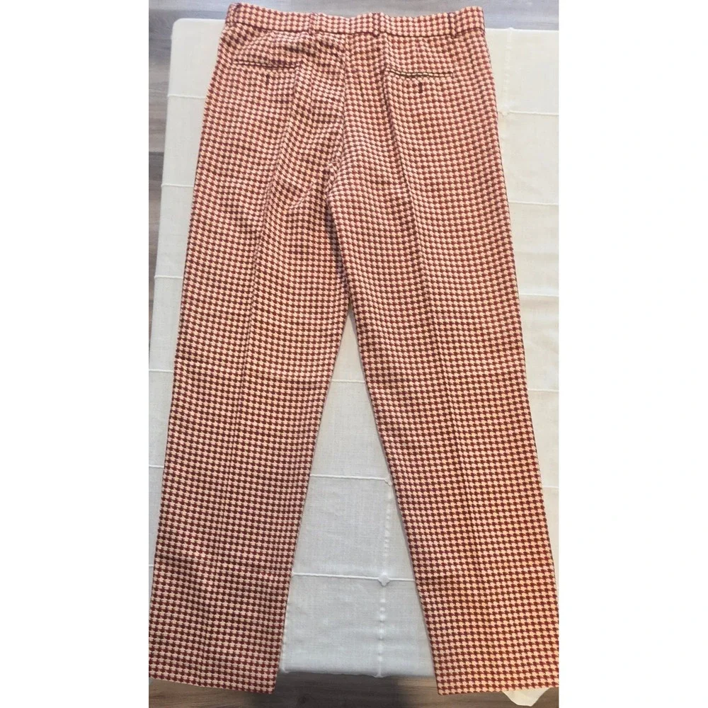 Believe Accessories Mens Houndstooth Dress Pants Red Cream Size 40 Flat Front